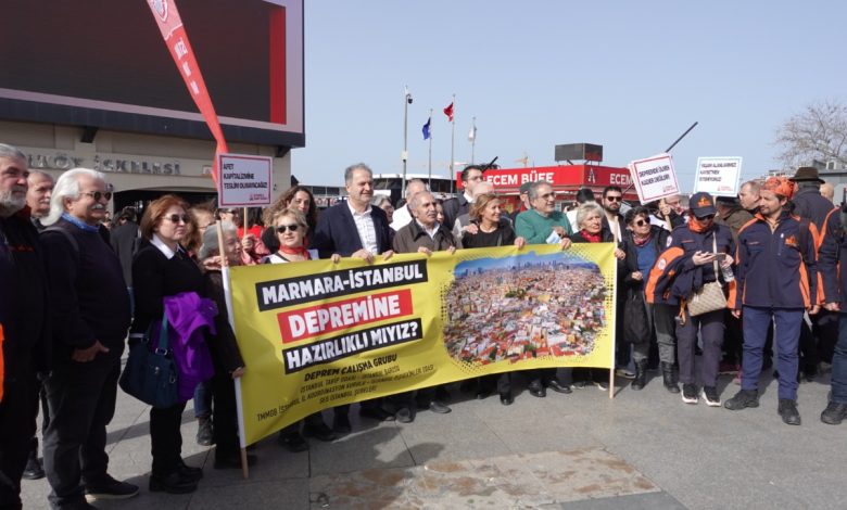 Kadıköy’de bir araya gelen meslek örgütleri ve sendikalar, Marmara depremine hazırlık sürecindeki eksikliklere dikkat çekti.